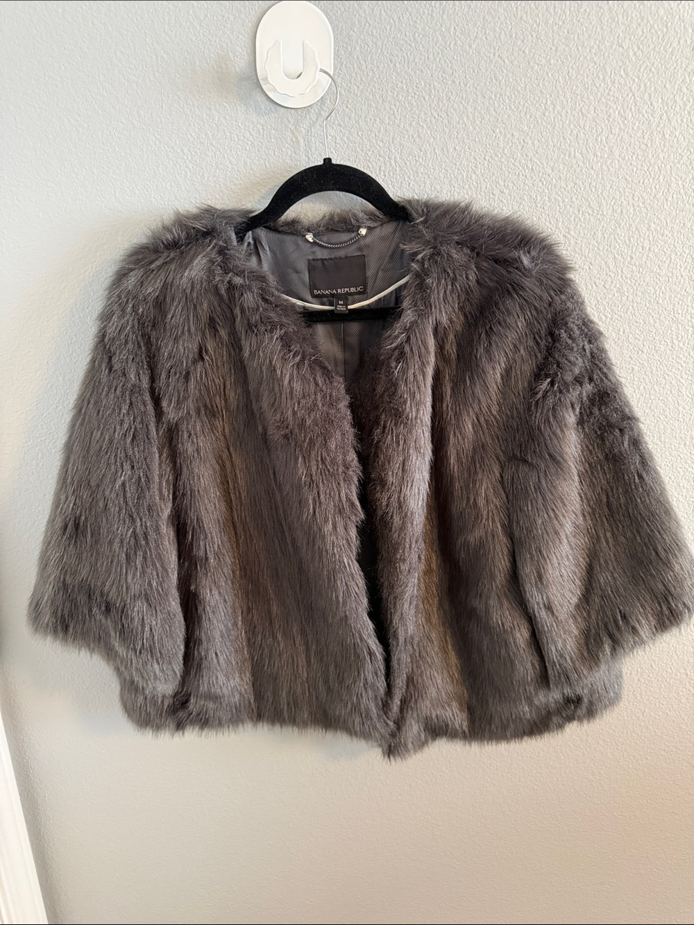 Banana Republic Gray Faux Fur Cape